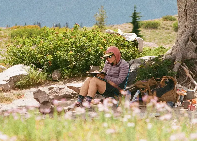 Artist sketching outdoors in Oregon