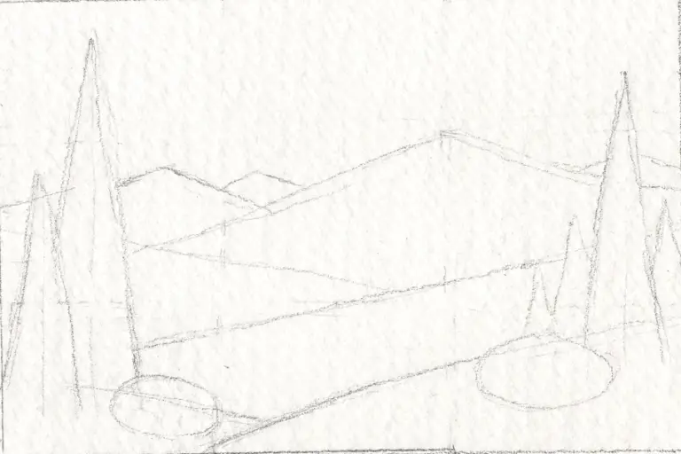 1. Lightly sketch shapes in pencil