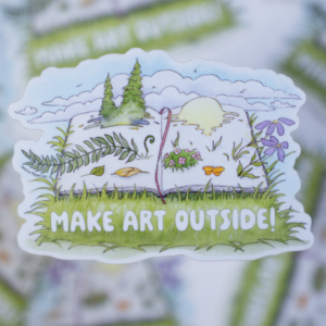 "Make Art Outside!" 4" Sticker - Meadow Sketchbook