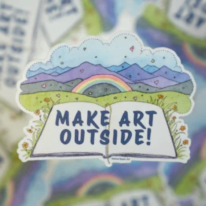 Make Art Outside! 4" Sticker - Rainbow